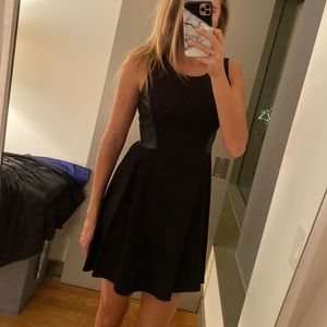 Bar III Faux Leather Block Panel Skater Dress